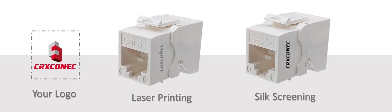 Logo personnalisé sur la prise Keystone sans outil Cat5E à 90 degrés